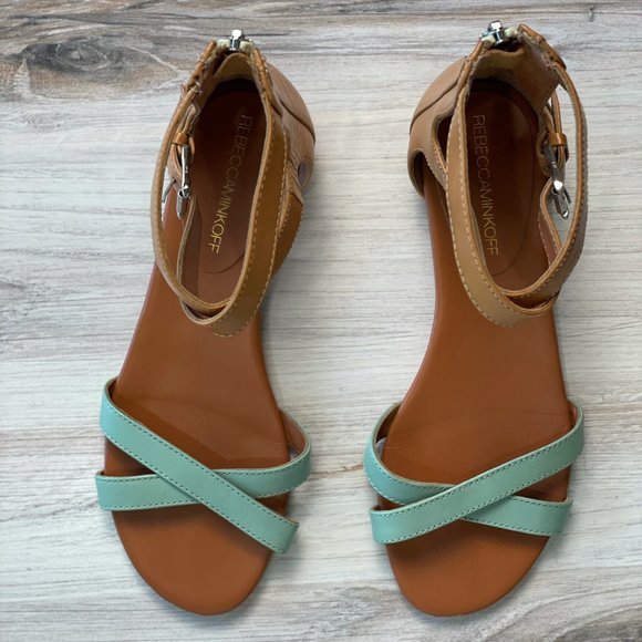 Rebecca Minkoff Shoes - Rebecca Minkoff Teal & Tan Leather Sandals